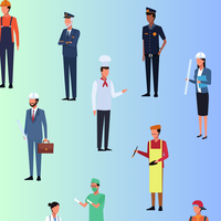 Decorative image showing people in different careers