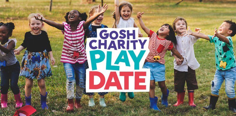 GOSH Charity Play Date with a photo of kids playing in a field