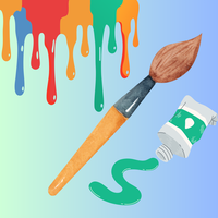 Decorative image showing paint and paintbrush