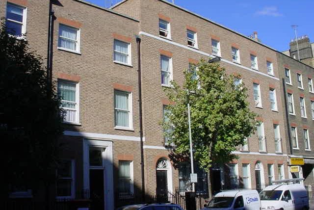A street view of the staff accommodation in Grenville Street, Bloomsbury