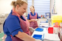 Staff on Kingfisher Ward preparing canulas