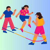 Decorative image of three children playing