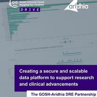 cover of GOSH aridhia DRE partnership guide. Photo of a computer screen with digital cardiac tool.