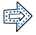 Blue and white illustration of a shooting star on a white background