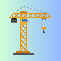 Decorative image of yellow crane on blue background