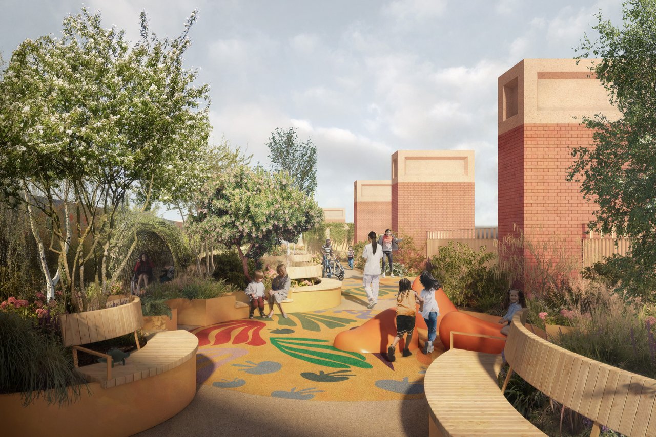 An image showing the 100m roof garden that will be on top of the Children's Cancer Centre.