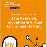 Cover of GOSH DRIVE impact report, Orange with DRIVE logo and drawing of a light bulb and data network