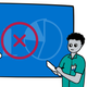 An illustration of people looking at a big screen with a red 'X' on it
