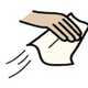 A hand holding a wash cloth