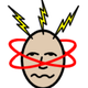 A head with lightening bolts pointing at it