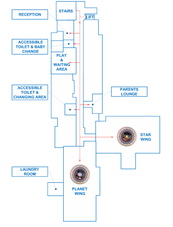 A map showing the floorplan of the CRF
