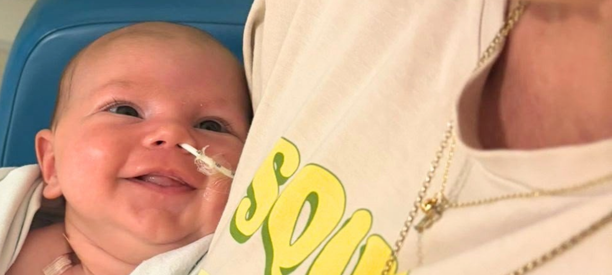A baby smiling