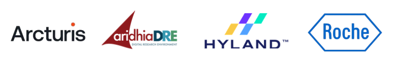 4 logos in a row, Aridhia, Arcturis, Hyland, Roche