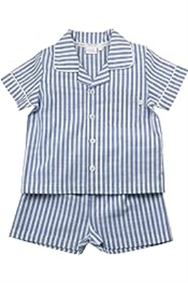 An image of blue and white stripy pajamas