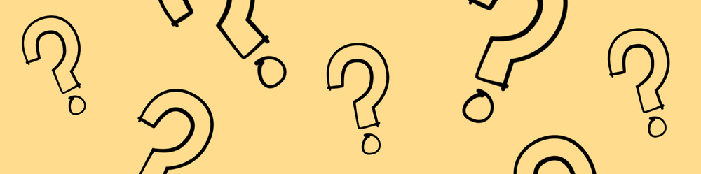 Black question mark illustrations over a pale yellow background