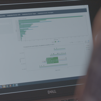 Computer screen showing dashboard of data