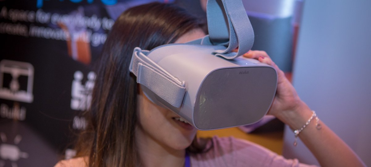 Woman wearing a VR headset