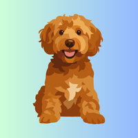 Decorative image with dog on blue background