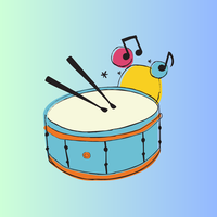 Decorative image of drum on blue background