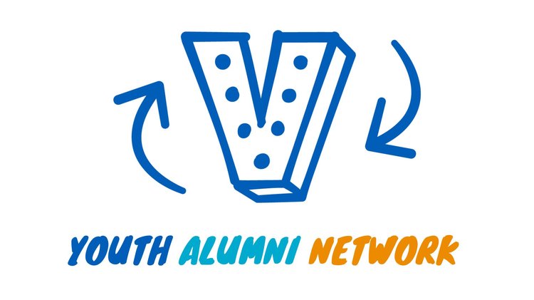 Youth Alumni Network Logo. A V with two circular arrows, with the words 'Youth Alumni Network' underneath